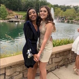 Iridescent velvet blue homecoming dress !